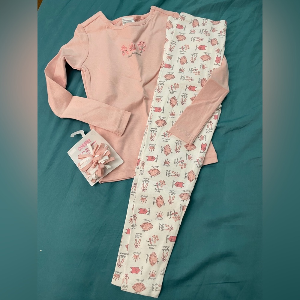 NWT VTG 2005 Gymboree Girl Princess Ballerina Pajama Set with Hair Bows
